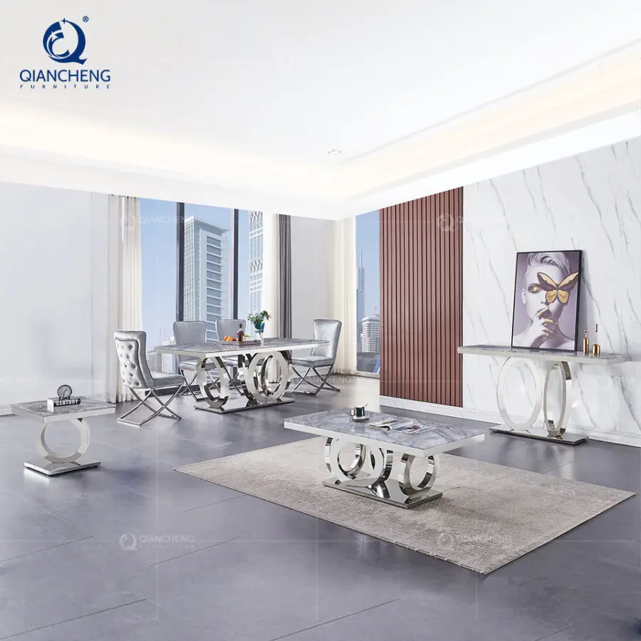 QIANCHENG Modern Set Dinner Room Furniture Marble Dining Table Set 6 Seater Luxury Sintered Stone Contemporary Dinning Tables — image 6