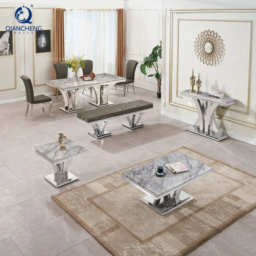 Wholesale Imported Dinning Room Tables Trade Volume Orders/Distributors Kitchen Gray Marble Dining Room Sets of Six Chairs — image 5