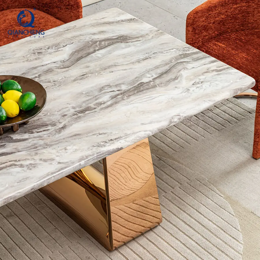 High-End 40mm Marble Dining Table Set with 6 Chairs Modern Luxury Furniture and Home Furnishings Supplier Guangzhou Foshan — image 5