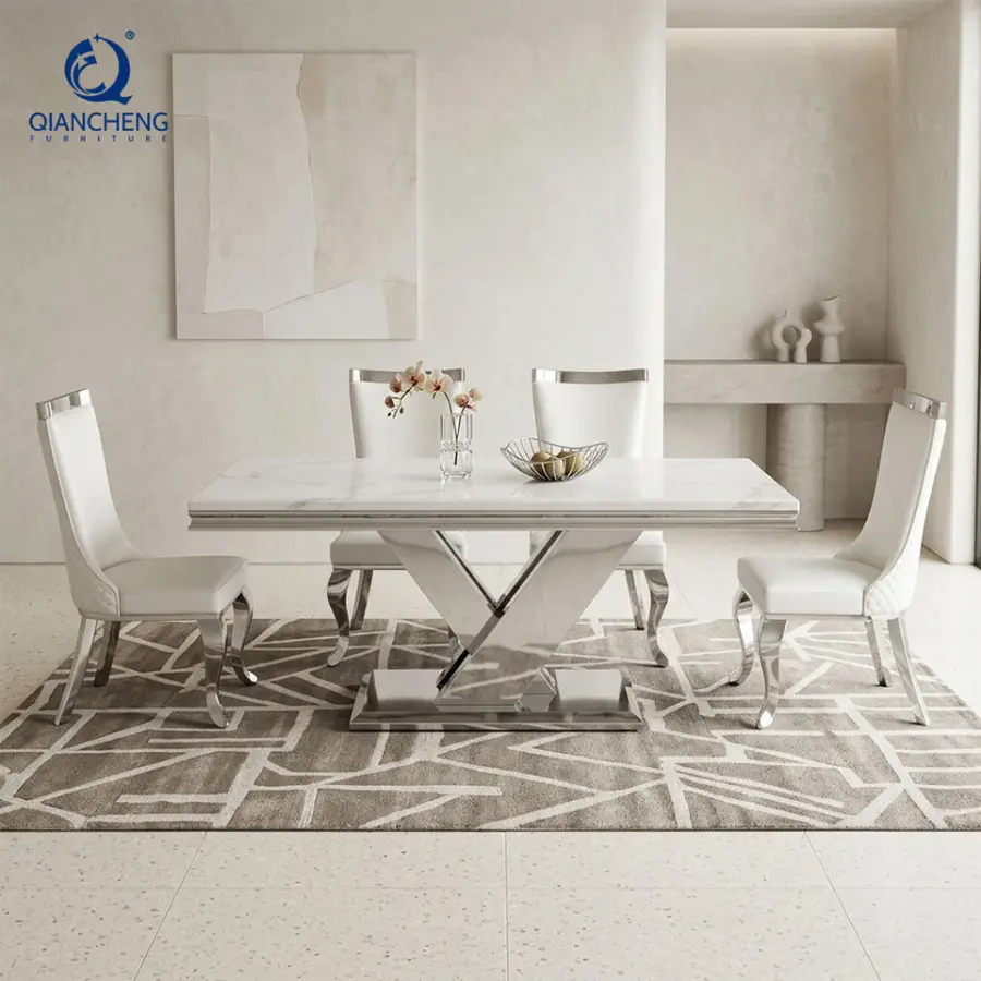 2026 New Model Dining Furniture Modern Design Marble Top Dining Table Sets — image 5