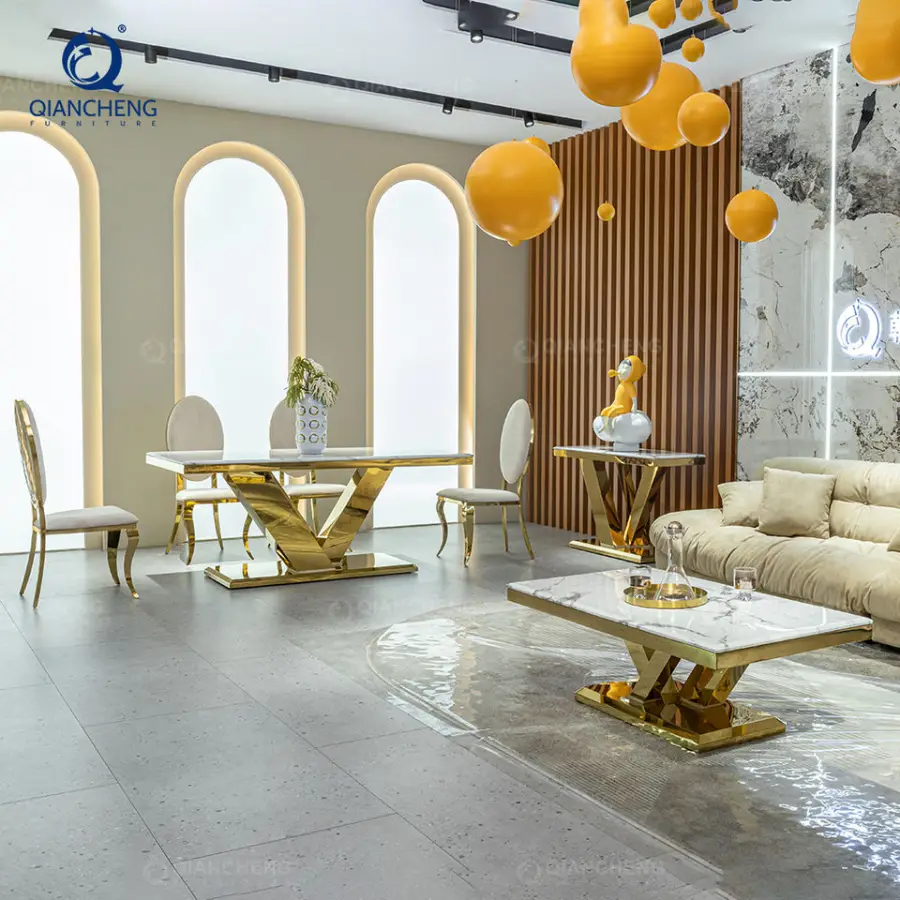 2026 New Model Dining Furniture Modern Design Marble Top Dining Table Sets — image 6