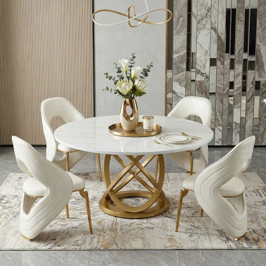 QIANCHENG Hotel Restaurant Mdf Round Dining Table Set Furniture From Factories at Wholesale Prices Metal Dining Table an — view 1
