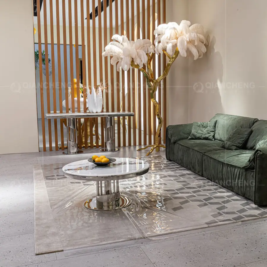 OEM China Furniture Creative Luxury Large Marble Dining Dining Table Sets With Stainless Steel Base — image 6