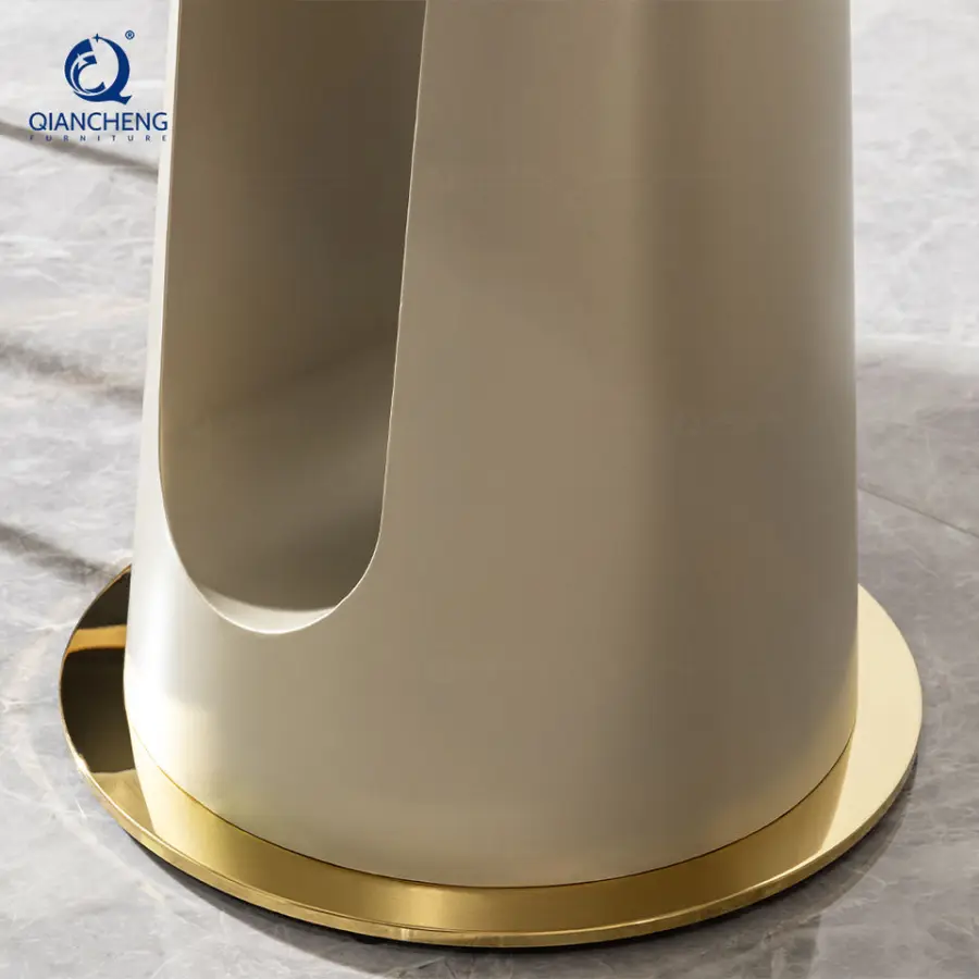 Wholesale Nordic White Marble Top Stainless Steel Dining Table Restaurant Luxury Gold Dining 4 Chairs and Tables Set — image 6