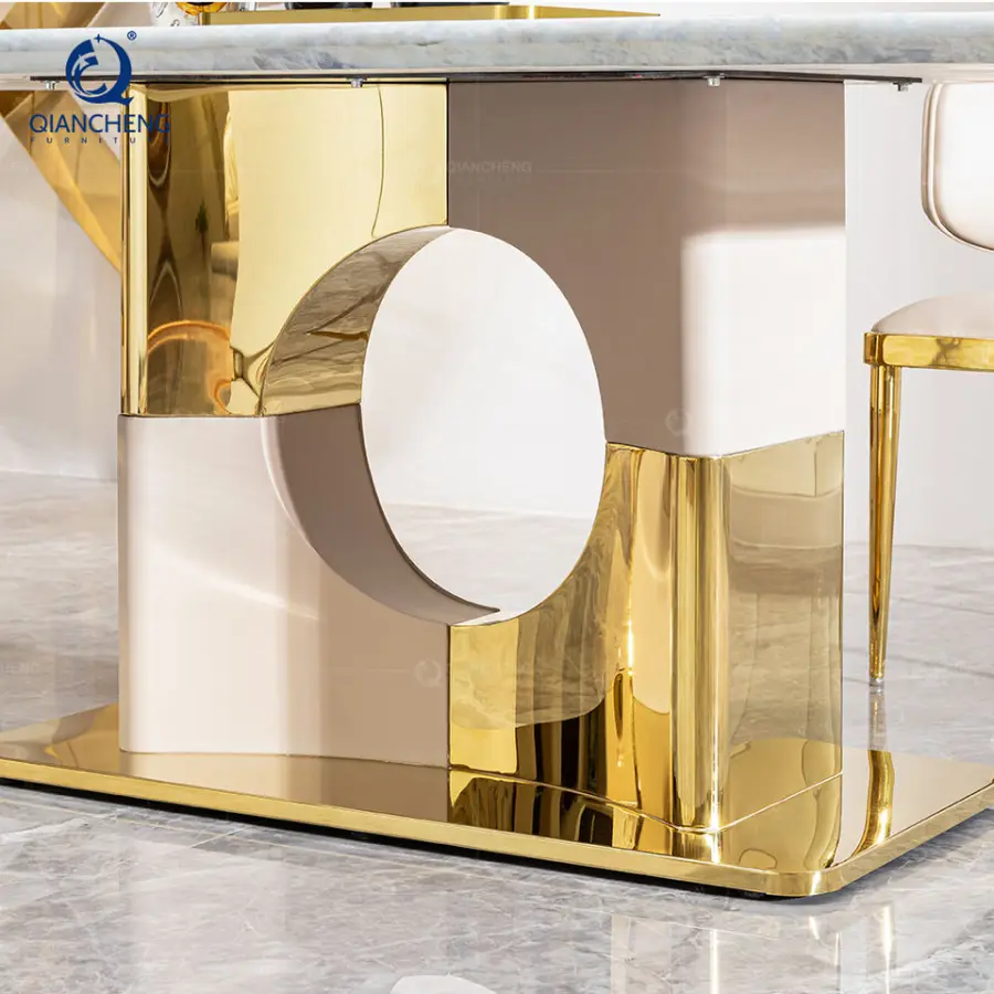 Factory Wholesale Luxury Dining Table and Chair for Villa Foshan High Quality Hotel Office Diving Room Table Furniture — image 4