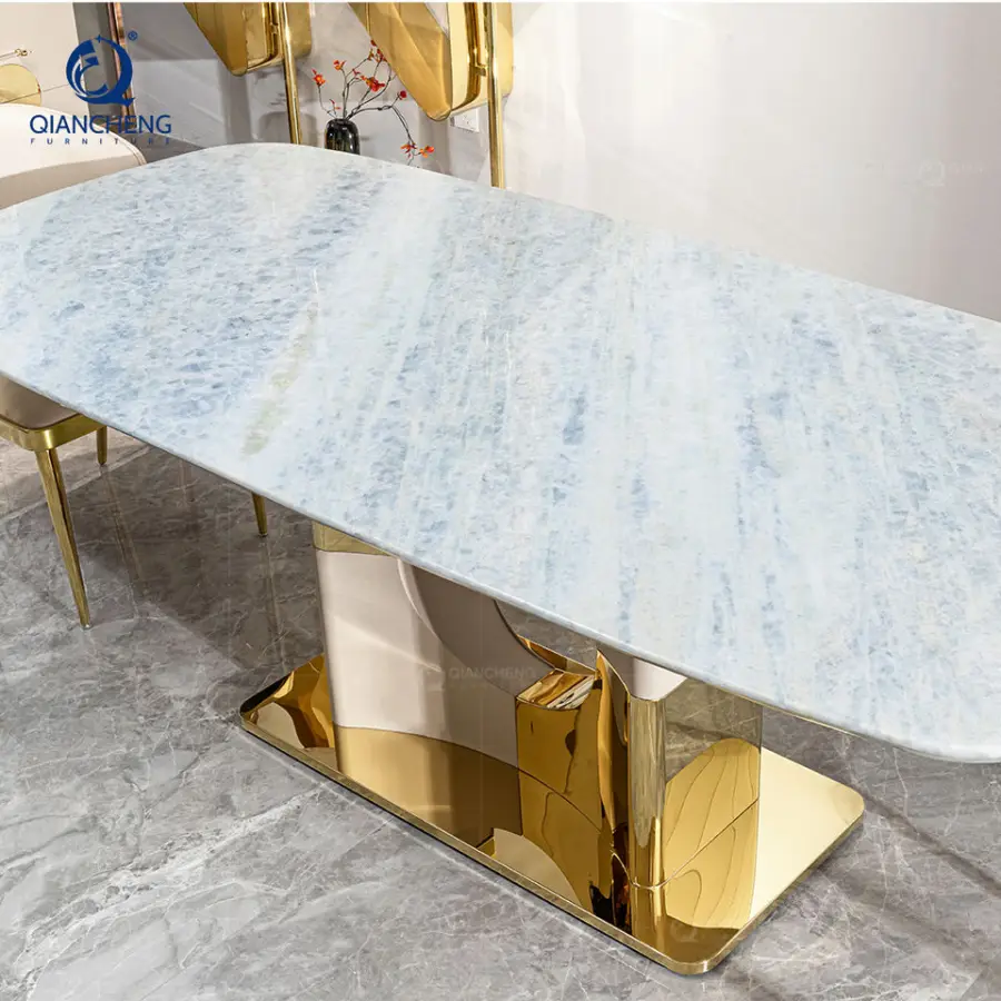 Factory Wholesale Luxury Dining Table and Chair for Villa Foshan High Quality Hotel Office Diving Room Table Furniture — image 6