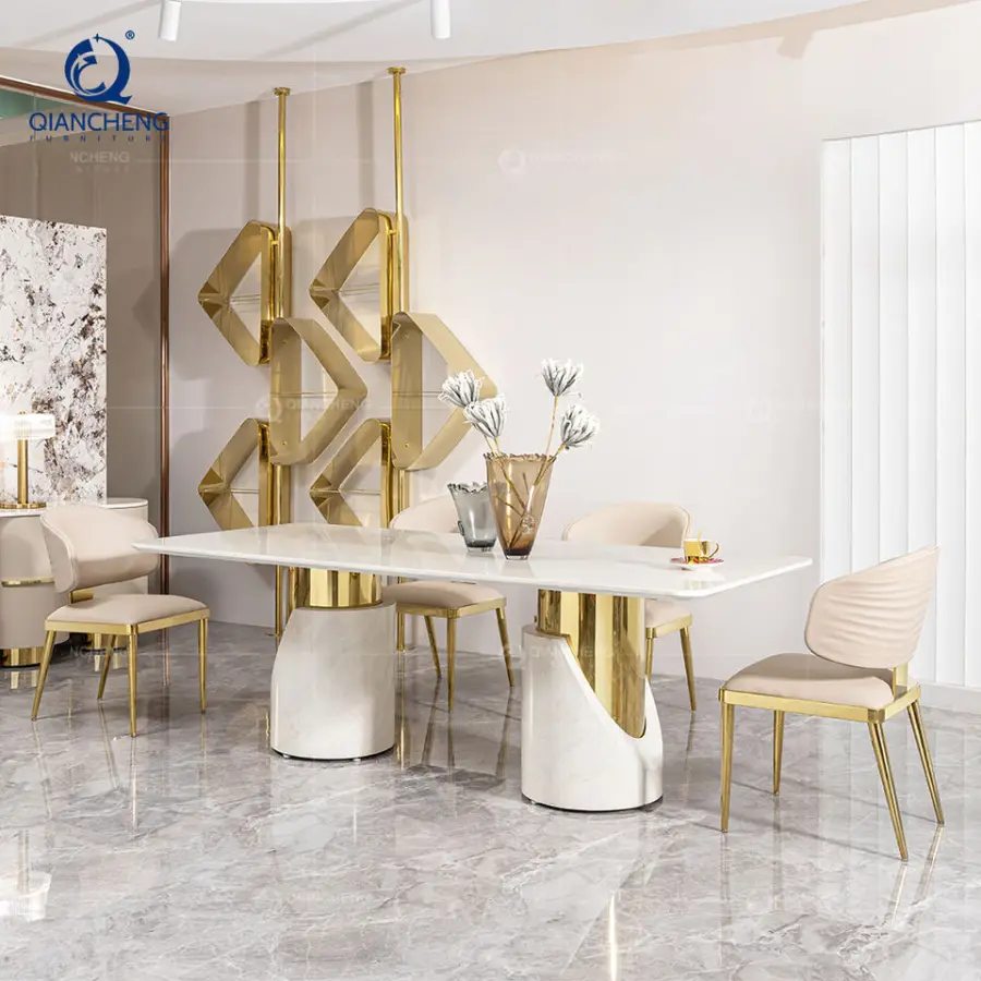 New Style Stainless Steel Table Base Marble Modern 2.2m / 2.4m / 2.6m / 3m Large Big Long Dining Tables — image 5
