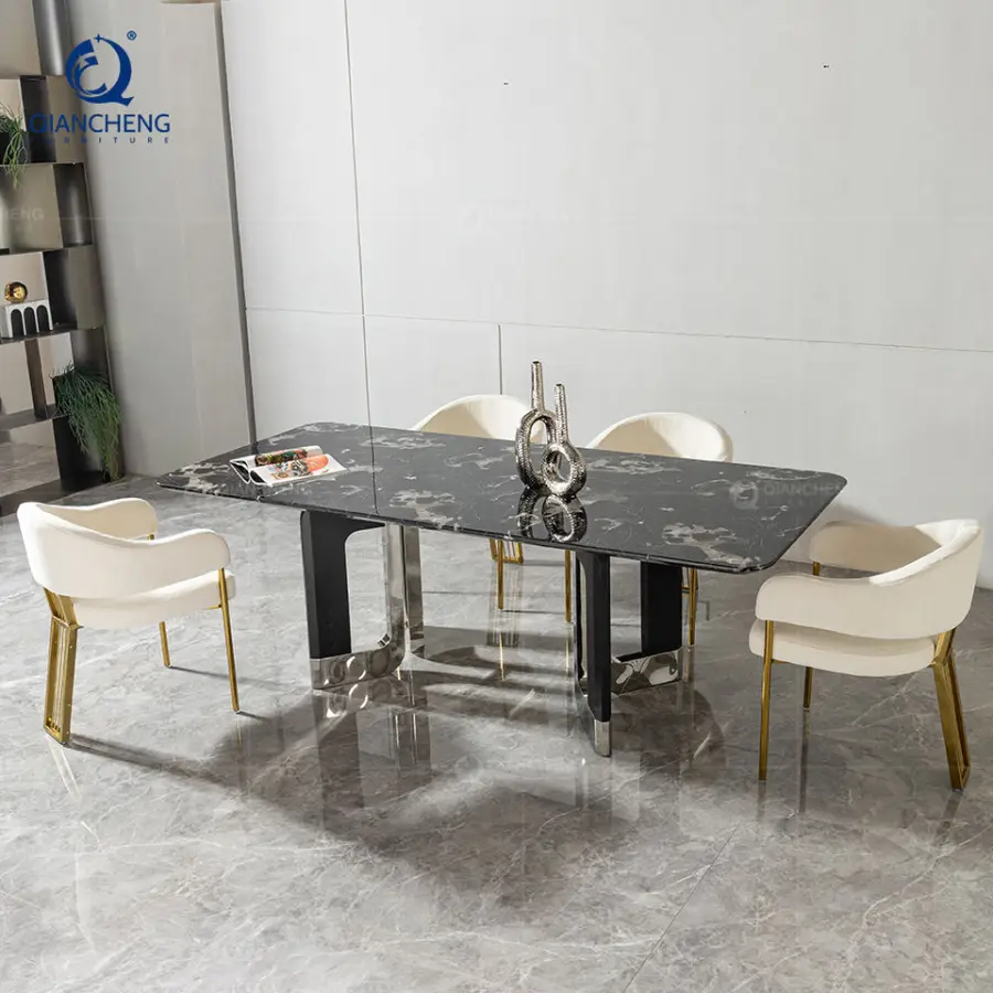 Interior Design Dining Table Home Decor Customized Furniture Elegant Luxury Black Marble Conference Table and Chair for — view 1