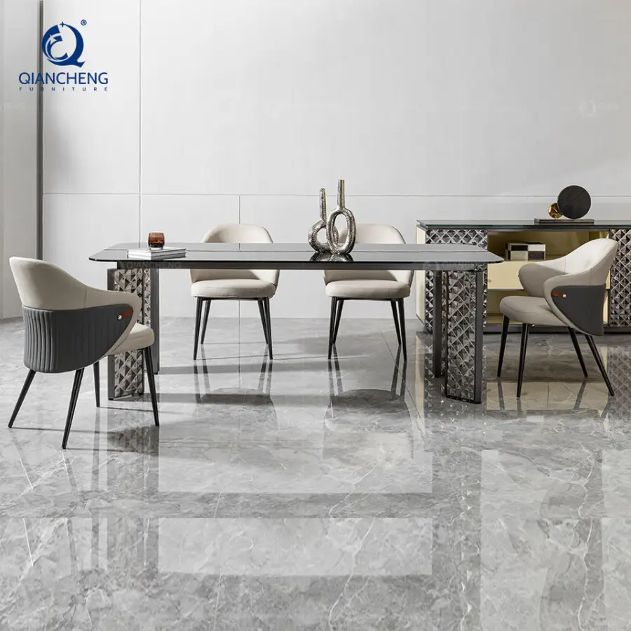 Custom Exclusive Design Marble Top Dining Table High End Metal Dining Room Furniture Hand Made Dining Table Set 6 Seater Luxury — image 6