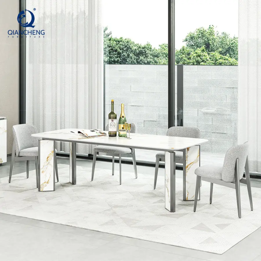 Custom Exclusive Design Marble Top Dining Table High End Metal Dining Room Furniture Hand Made Dining Table Set 6 Seater Luxury — image 7