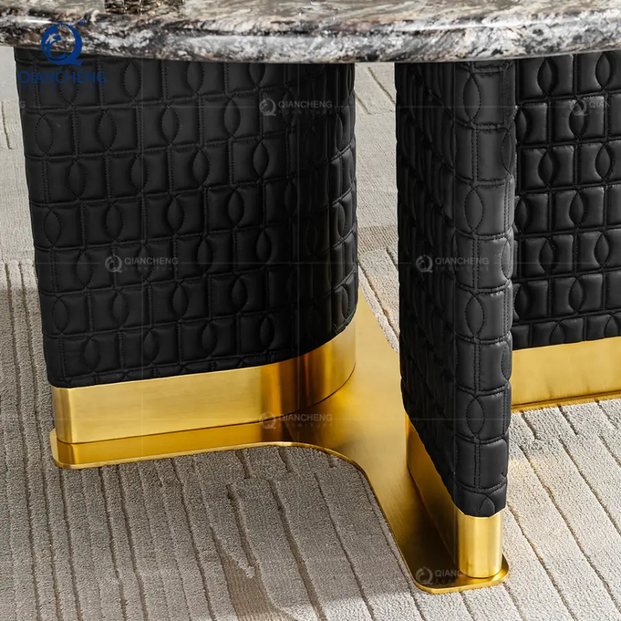 Luxury Modern Marble Large Round Dining Table Chair Set 4 6 8 Seater Commercial Hotel Restaurant Metal Furniture Kitchen Designs — image 5