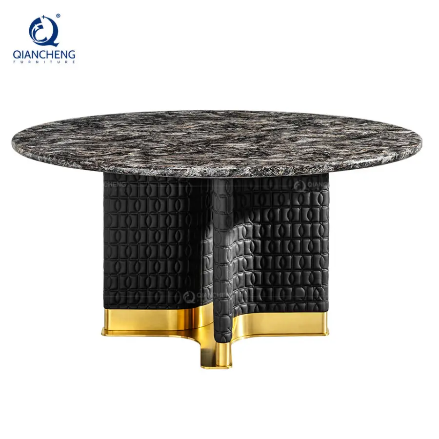 Luxury Modern Marble Large Round Dining Table Chair Set 4 6 8 Seater Commercial Hotel Restaurant Metal Furniture Kitchen Designs — image 6