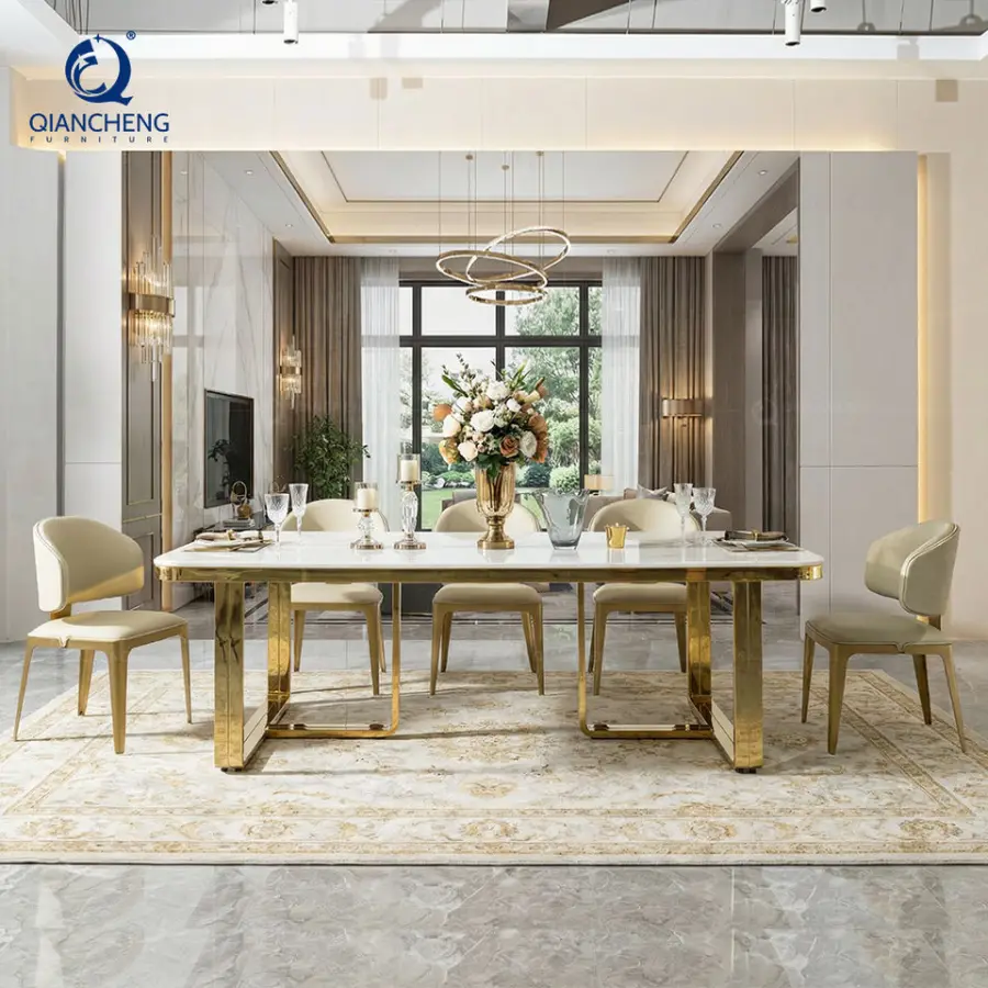 Foshan Rectangular Elegant European Dining Tables Set 20 Seat Luxury Large 10 Seater Dinner Dining Table and Chair Made in China — image 3