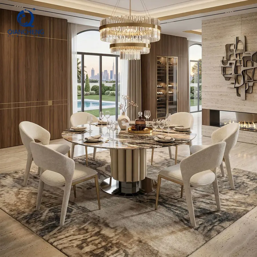 Commercial Hotel High End Luxury Restaurant Table Furniture Supplies Customized Project Modern Elegant Design Dining Tab — view 1