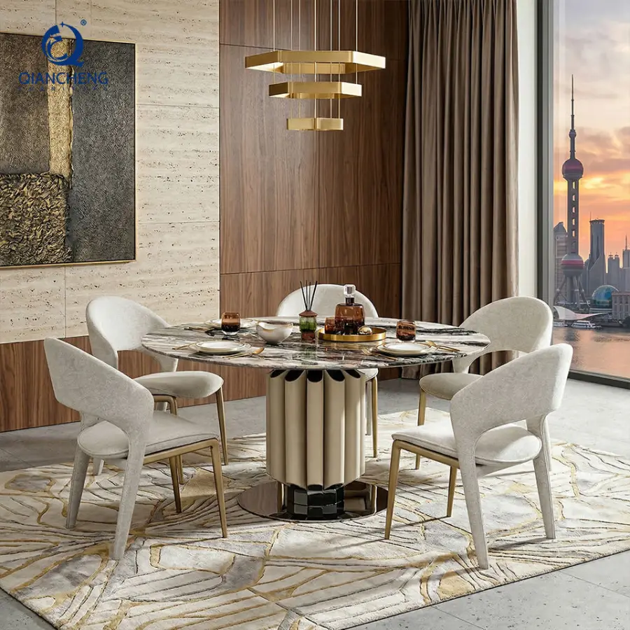 Commercial Hotel High End Luxury Restaurant Table Furniture Supplies Customized Project Modern Elegant Design Dining Table Set — image 3