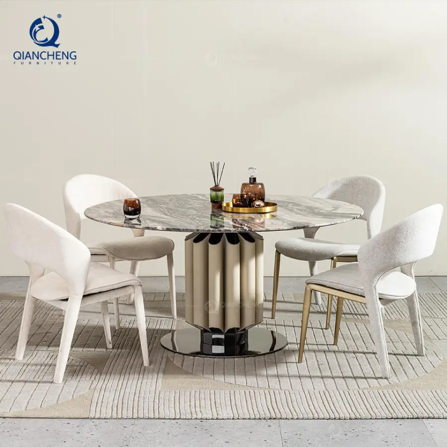 Commercial Hotel High End Luxury Restaurant Table Furniture Supplies Customized Project Modern Elegant Design Dining Table Set — image 4