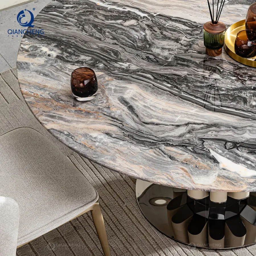 Commercial Hotel High End Luxury Restaurant Table Furniture Supplies Customized Project Modern Elegant Design Dining Table Set — image 6