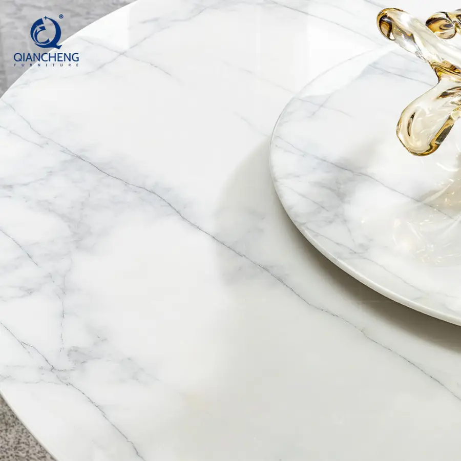 New Arrival Circle Dining Room Table Mid Century 10 Seat Round Marble Restaurant Dining Table Set With Lazy Susan Turntable — image 4