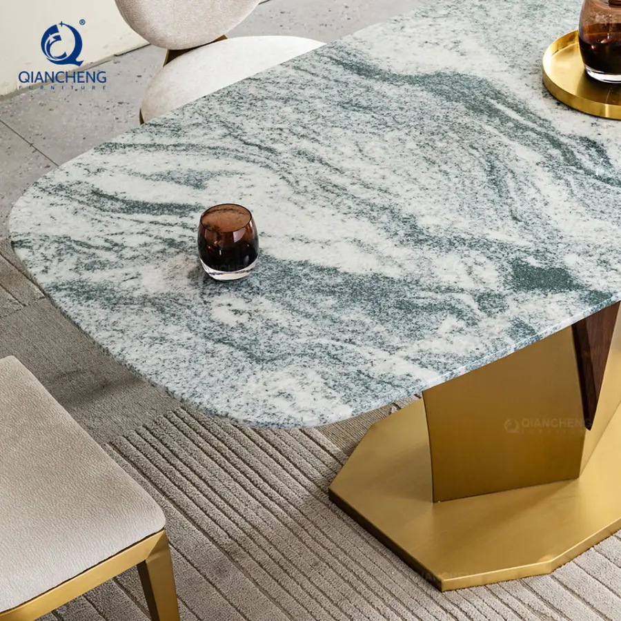 High Quality Luxury Classic 8 Seater Italian Marble Dining Table with Stainless Steel Base Buy Furniture Online China — image 6