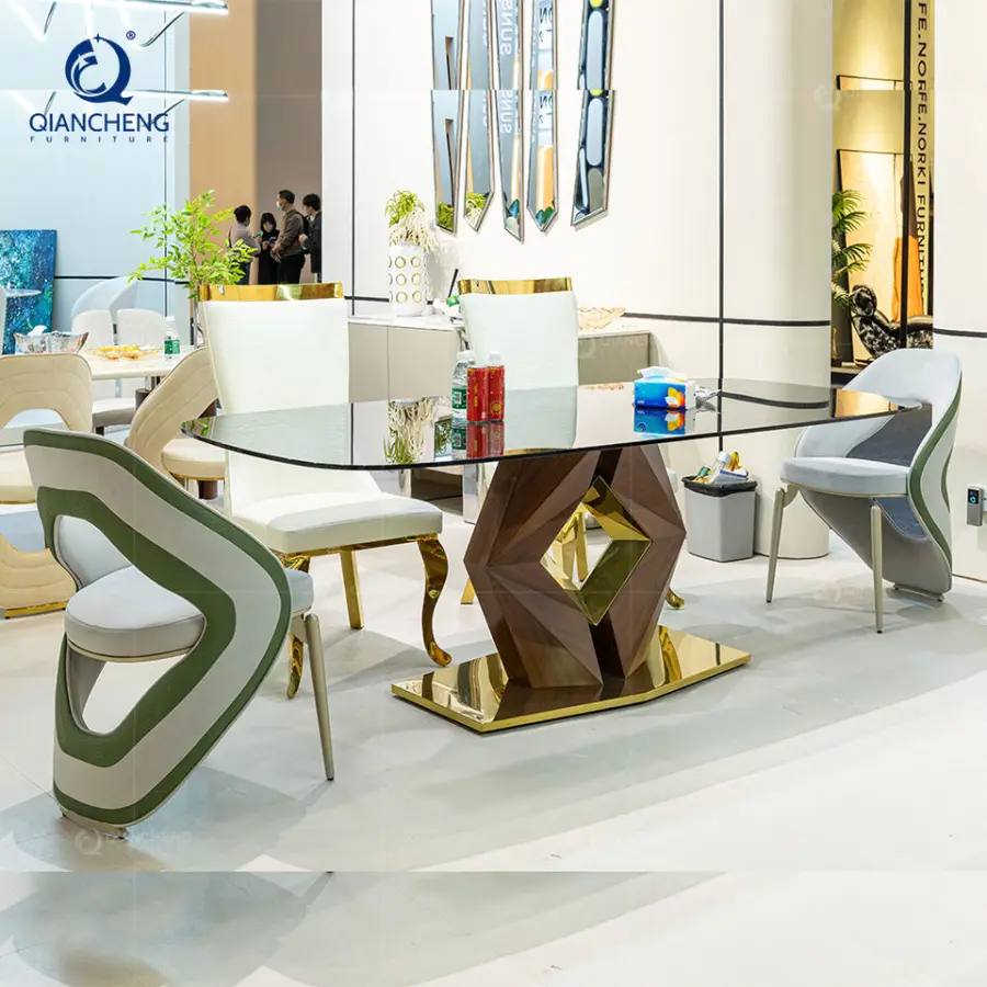 QIANCHENG 10ft Long Dining Room Set Modern Luxury High End Italian 12 Seater Dinning Rectangular Marble Dinner Chair Tab — view 1