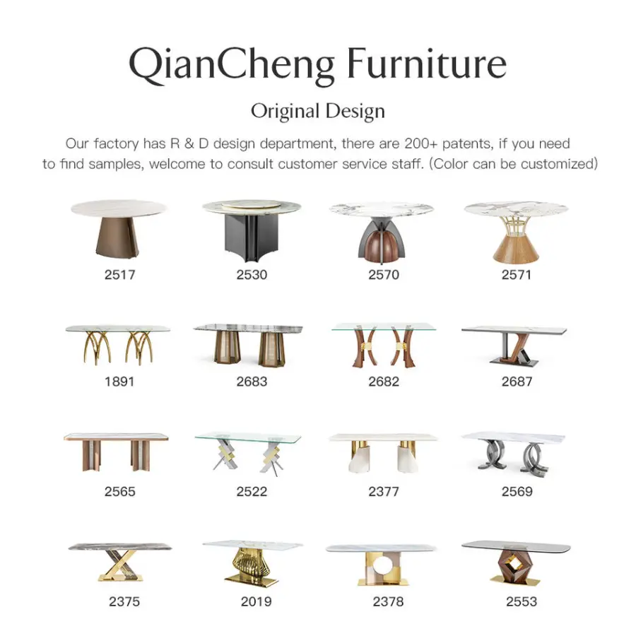 QIANCHENG Minimalist Complete Marble Dinning Set 200cm Luxury Esstisch China Manufacturer Dinning Table — image 6