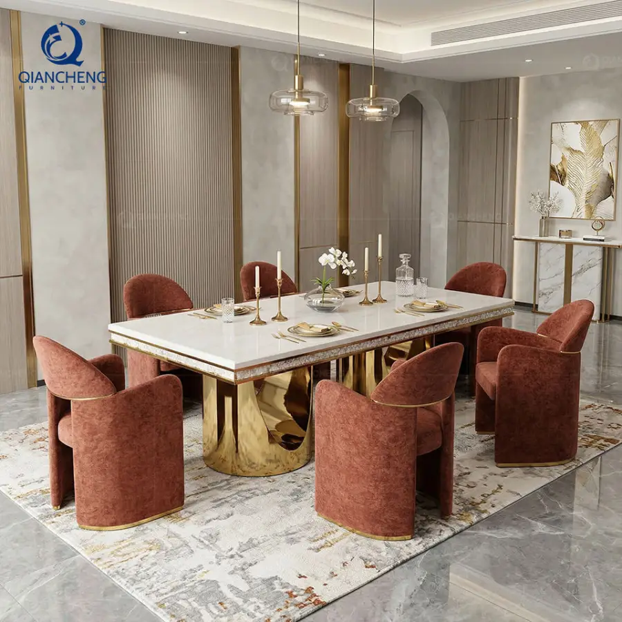 High Quality Oem Odm Luxury Dining Table Set 6 Seater for Home Italian Modern Large Event High End Factory Marble Weddin — view 1