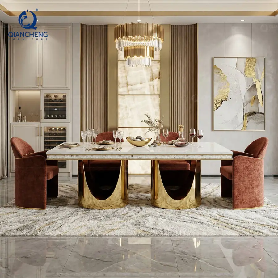 High Quality Oem Odm Luxury Dining Table Set 6 Seater for Home Italian Modern Large Event High End Factory Marble Wedding Table — image 3