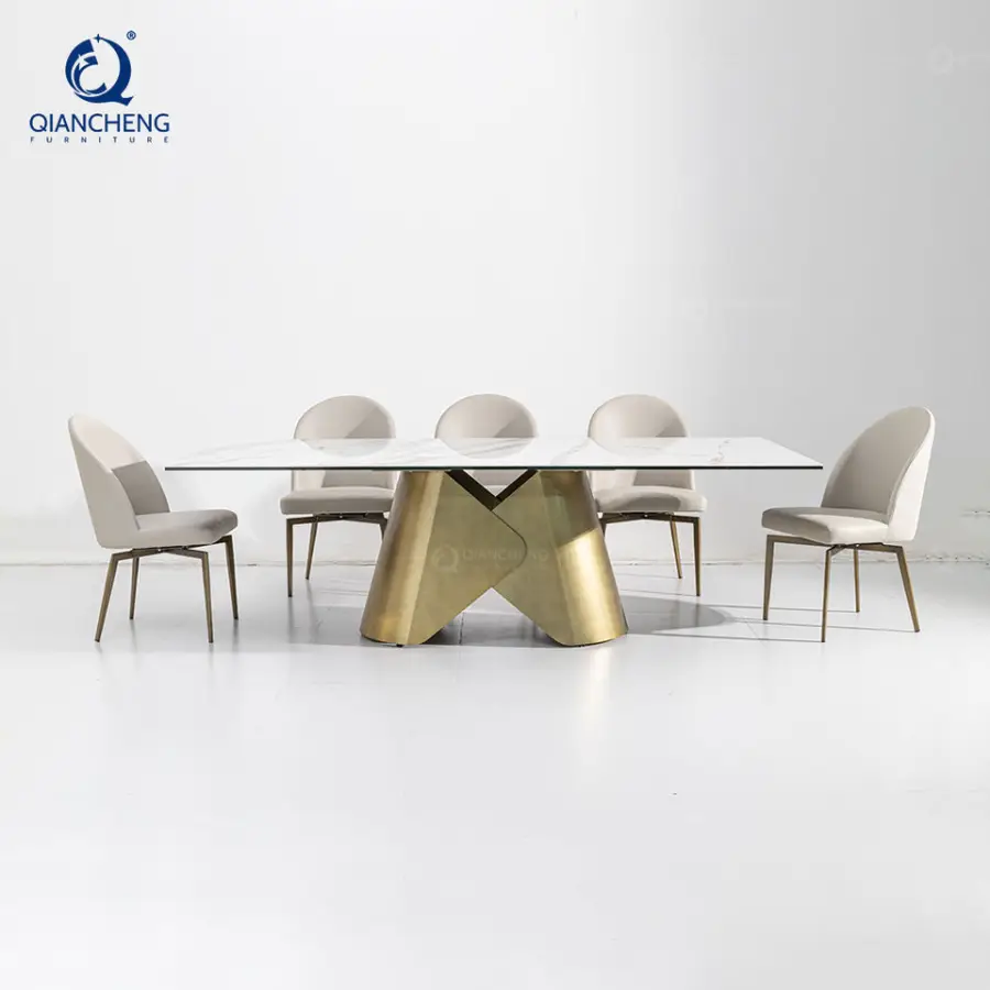 Big Modern Complete Dinning Room Furniture Marble Diner Tables Set Nordic Modern Dining Table and Chair Combination — image 5