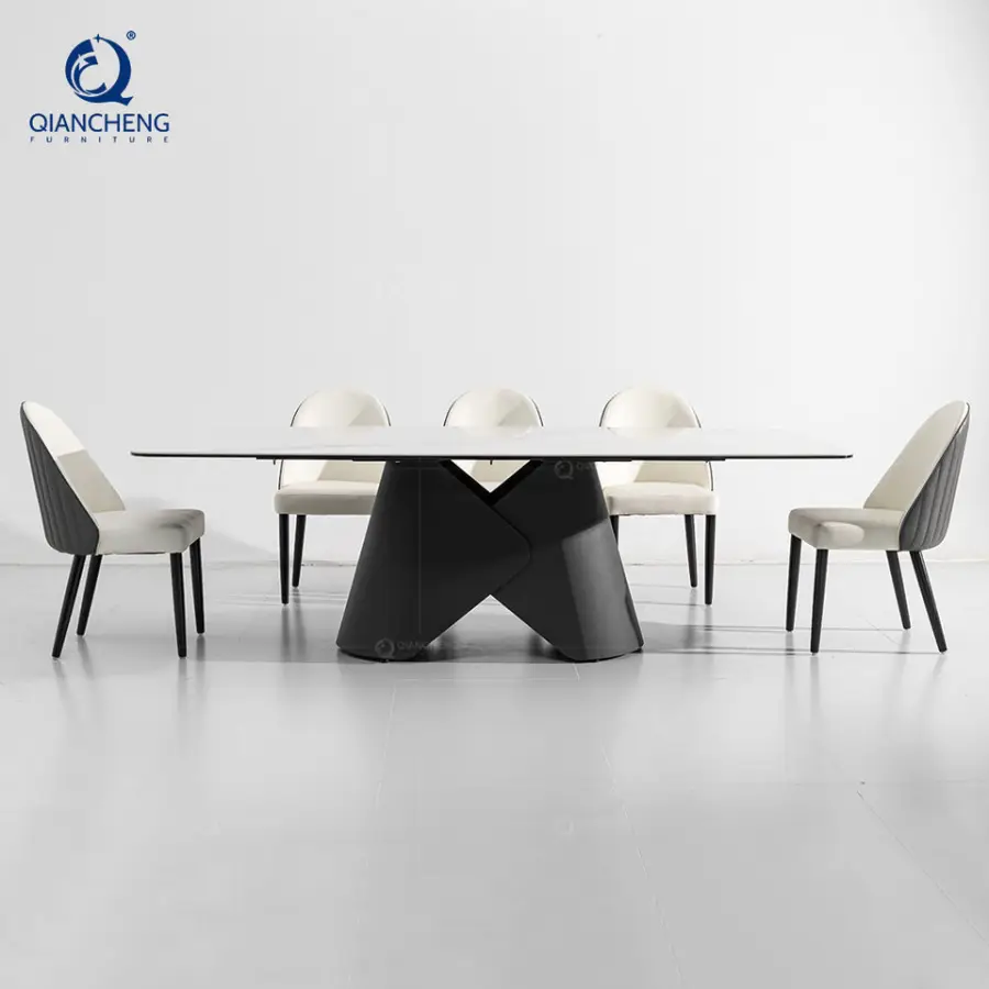Big Modern Complete Dinning Room Furniture Marble Diner Tables Set Nordic Modern Dining Table and Chair Combination — image 6