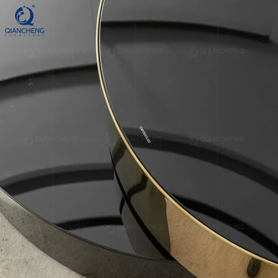 QIANCHENG French Contemporary Coffee Table Multifunction Mirror Sitting Room Black Gold Tempering Glass Top Smart Coffee Table — image 6