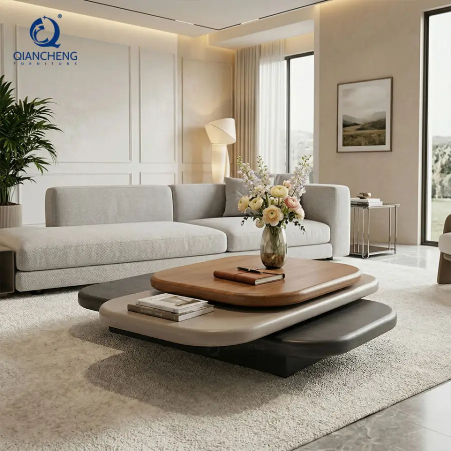 Customization Home Furniture Luxury Coffee Tables for Living Room Set Nordic Rotation Rectangular Wooden Center Table Modern — image 3