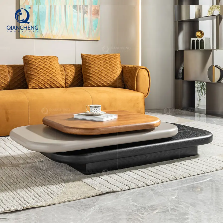 Customization Home Furniture Luxury Coffee Tables for Living Room Set Nordic Rotation Rectangular Wooden Center Table Modern — image 5