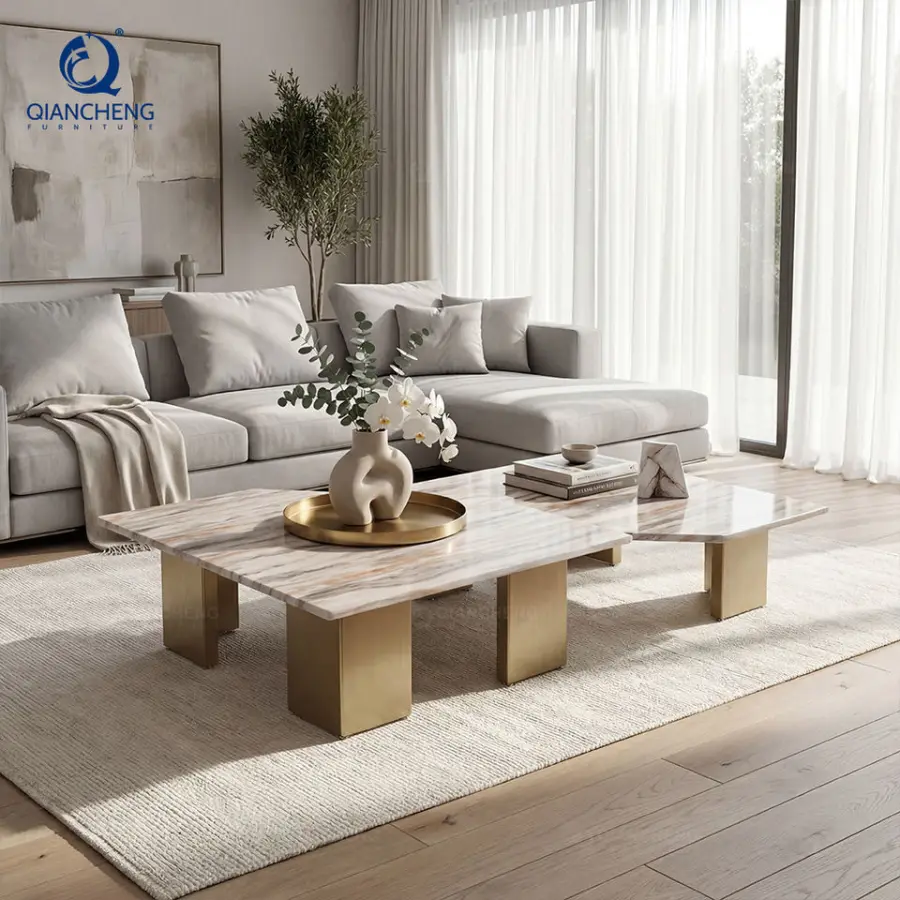 Manufactured Custom Made Modern Simple Natural Stone Center Tables Italian Marble Coffee Table Luxury Center Table — image 5