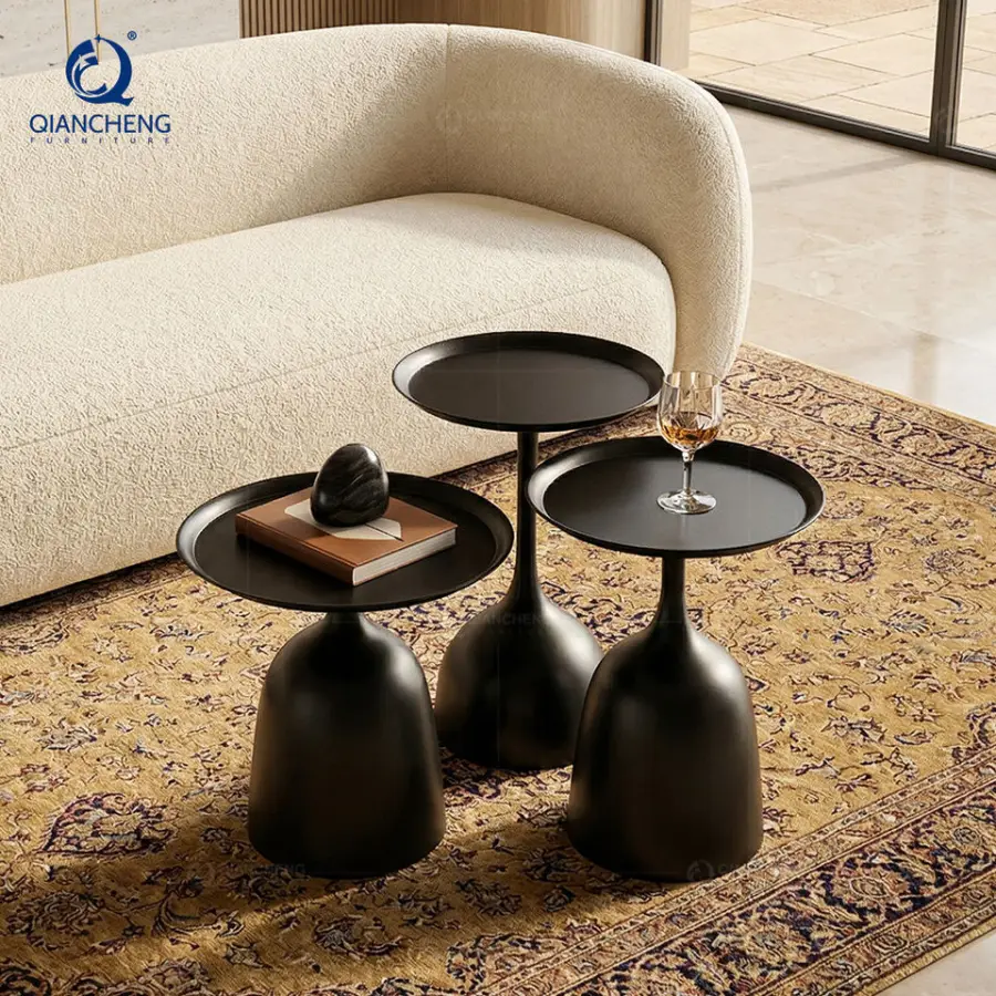 Industrial Chic Modular Black Sand Iron Coffee Table Geometric Interlocking Metal Center Table for Modern Living Room Factory — image 3