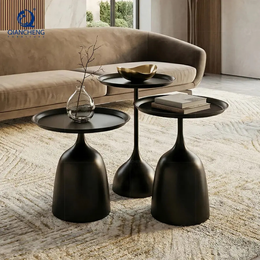Industrial Chic Modular Black Sand Iron Coffee Table Geometric Interlocking Metal Center Table for Modern Living Room Factory — image 5