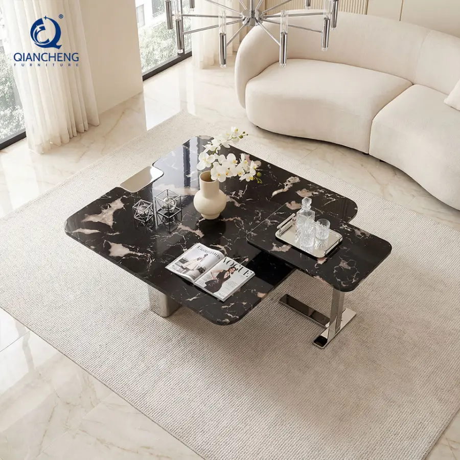 Exclusive Dubai Design Center Coffee Table Handcrafted Silver Steel Base for Custom Luxury Home & Hotel Furniture Collections — image 3