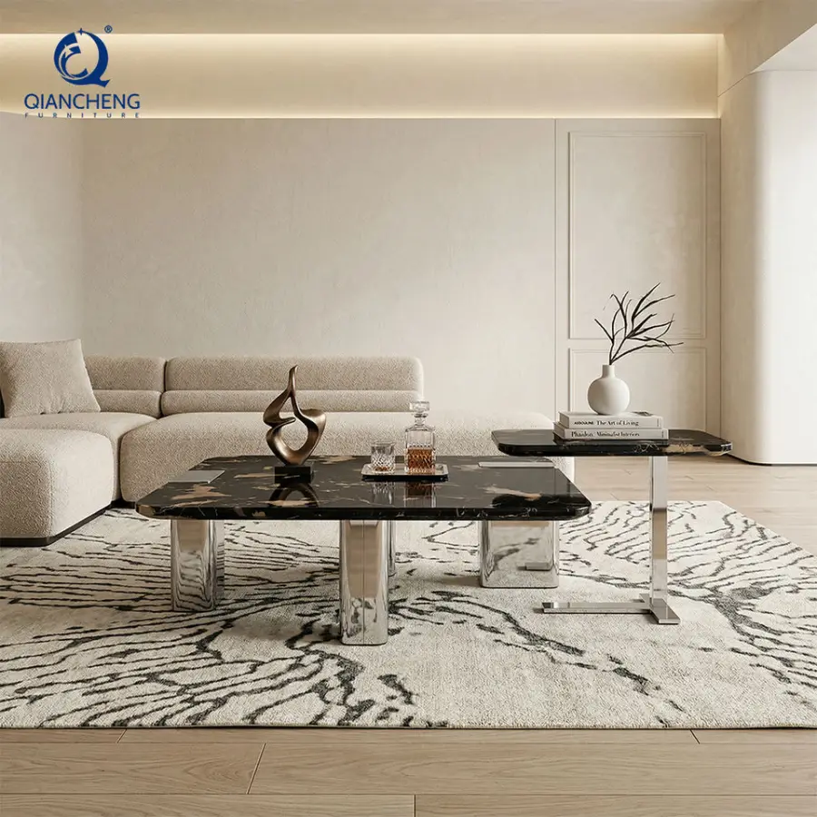Exclusive Dubai Design Center Coffee Table Handcrafted Silver Steel Base for Custom Luxury Home & Hotel Furniture Collections — image 4
