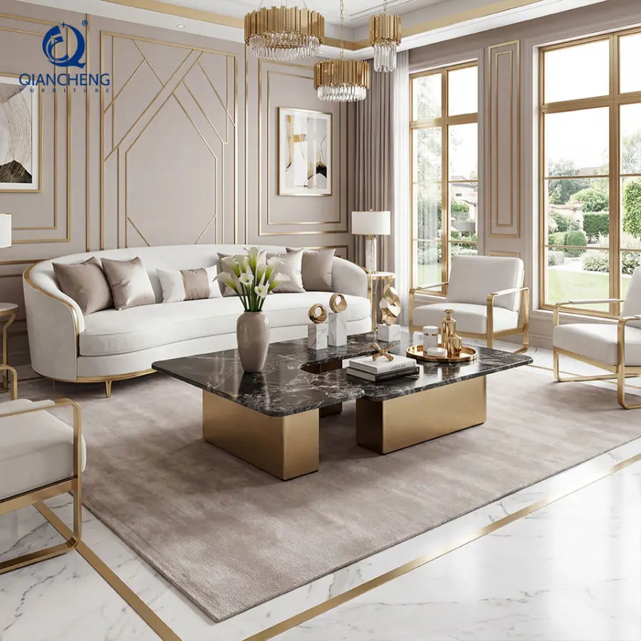 Luxury Unique Design Modern Living Room Furniture Natural Onyx Marble Side Coffee Table Extendable Combination Portable for Home — image 3