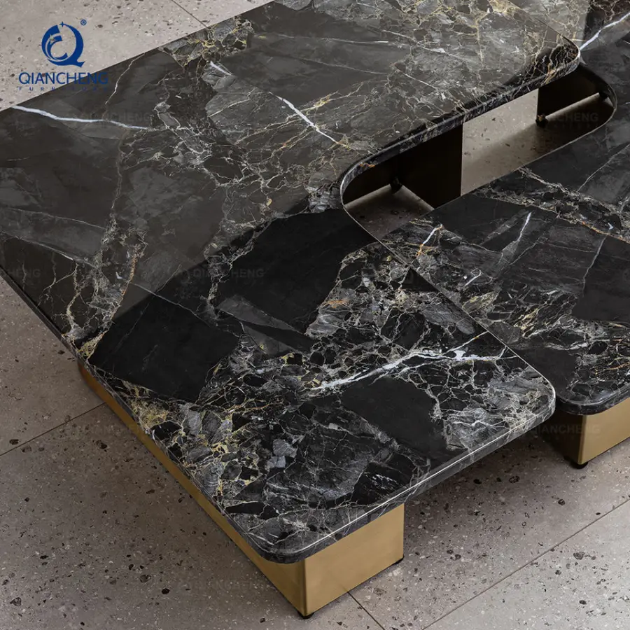 Luxury Unique Design Modern Living Room Furniture Natural Onyx Marble Side Coffee Table Extendable Combination Portable for Home — image 6