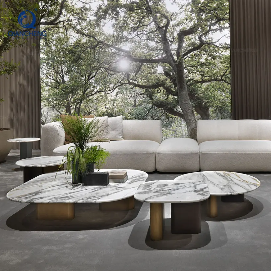 Luxury Design Creative Stainless Steel Coffee Table Factory Wholesale Nordic Apartment Living Room Tea Table Coffee Table Set — image 3