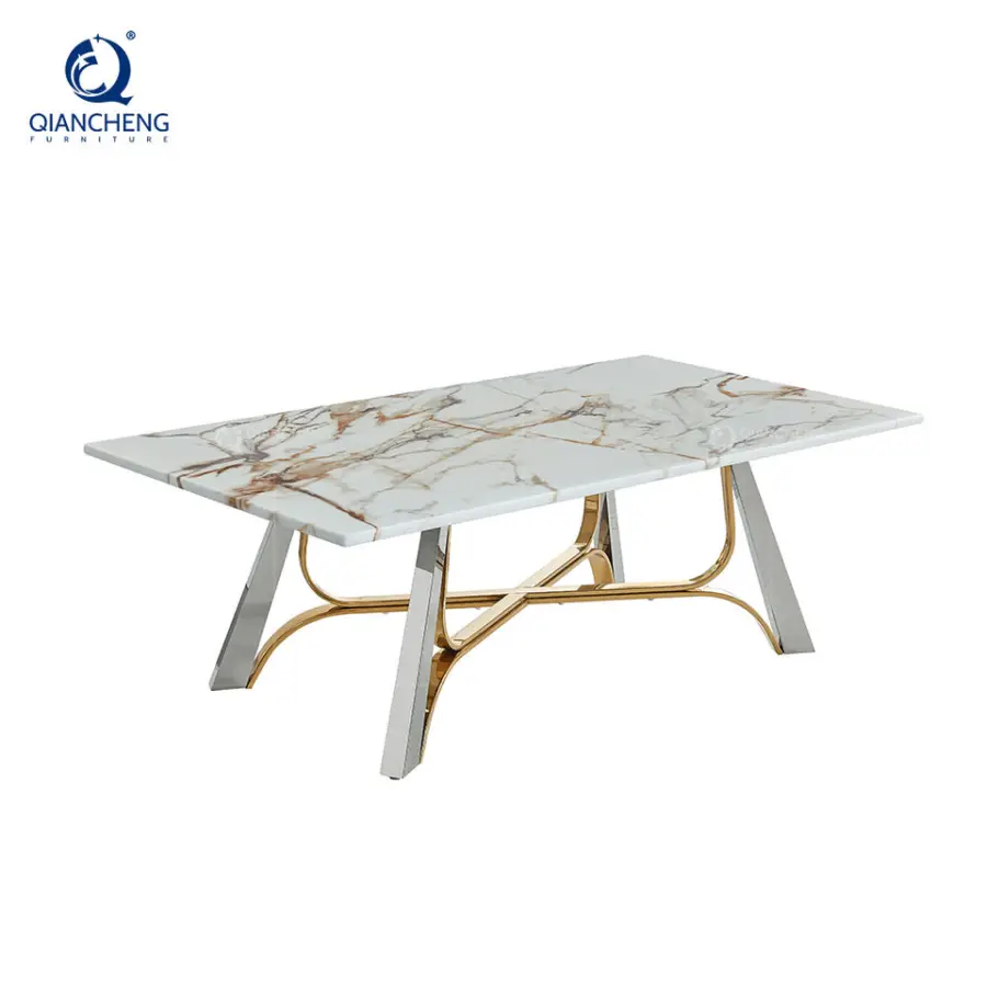 Fair Price Travertine Marble Stone Rectangle Coffee Table for Living Room Modern Furniture Hammered Metal Drum Coffee Table — image 5