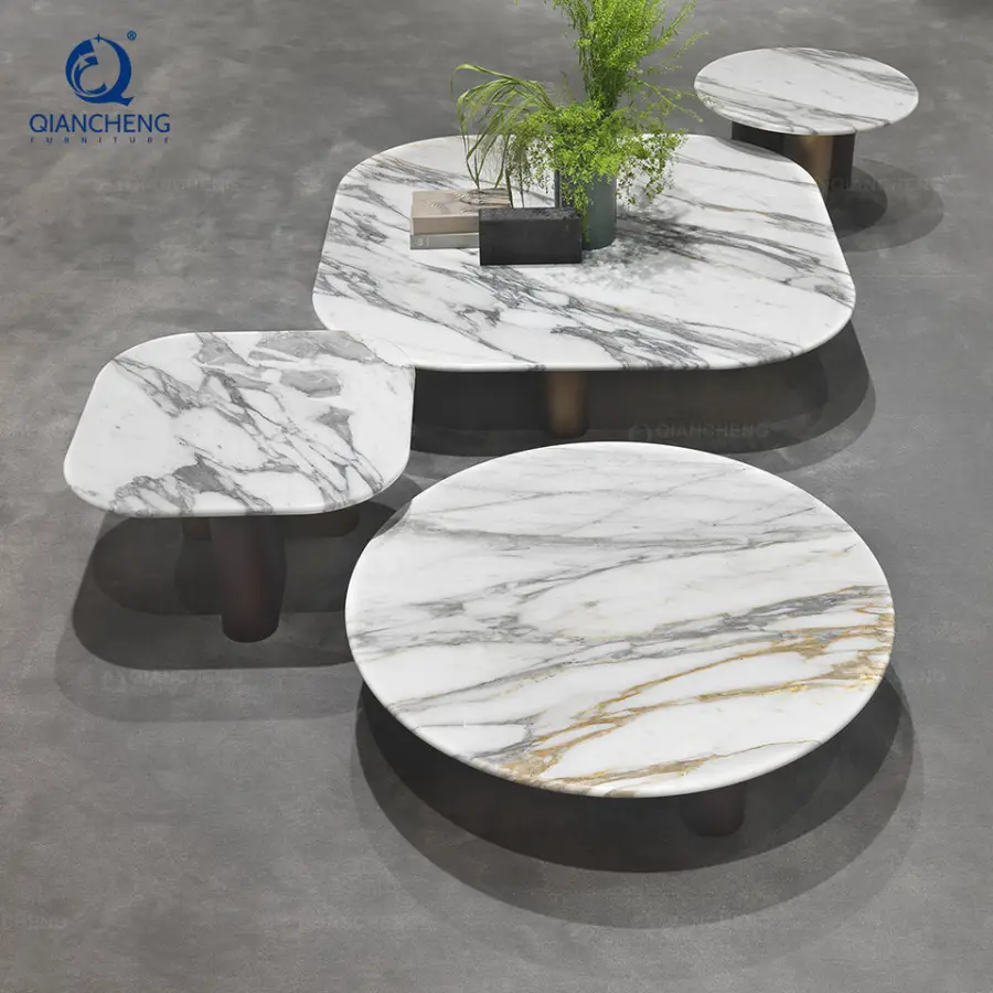 Luxury Design Creative Stainless Steel Coffee Table Factory Wholesale Nordic Apartment Living Room Tea Table Coffee Table Set — image 4