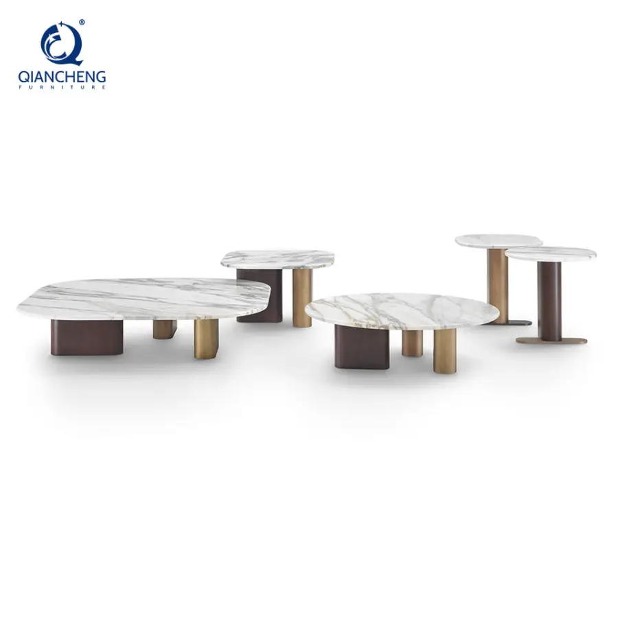 Luxury Design Creative Stainless Steel Coffee Table Factory Wholesale Nordic Apartment Living Room Tea Table Coffee Table Set — image 5