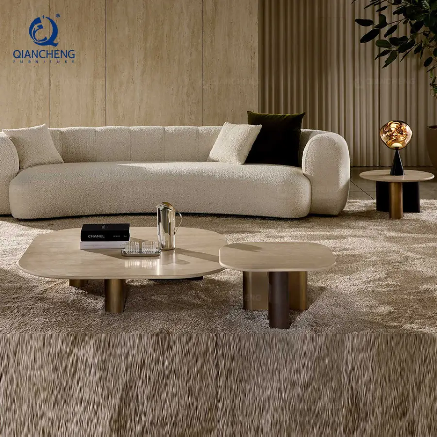 Luxury Design Creative Stainless Steel Coffee Table Factory Wholesale Nordic Apartment Living Room Tea Table Coffee Table Set — image 6