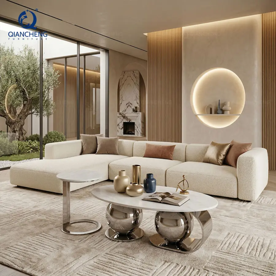 Living Room Furniture Modern Steel Frame Marble Nesting Coffee Table Factory — image 3