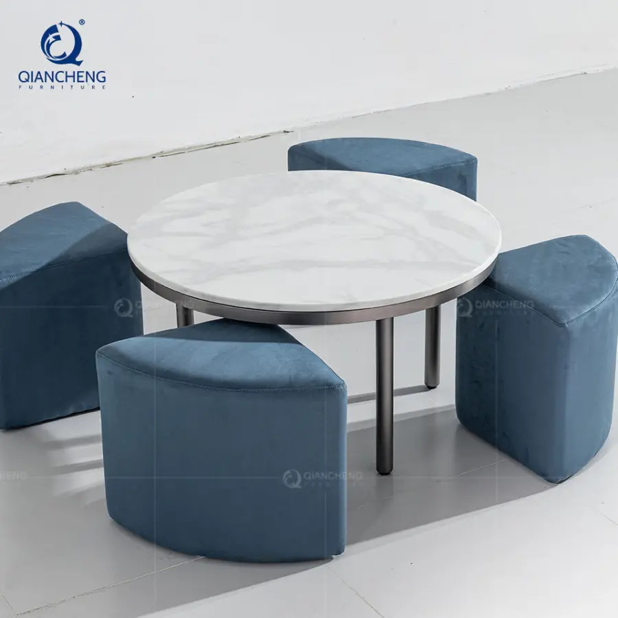 Modern Modular Dining Center Coffee Table for Office Commercial Lobby Furniture Reception Waiting Room Table with Ottoman Stool — image 3