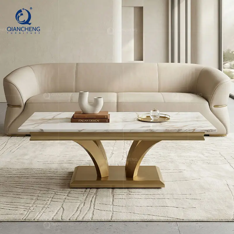 Newest Product 2027 Coffee Table Designer Large Modern Living Room Luxury Rectangle Cream Marble Tables Center Home — image 3