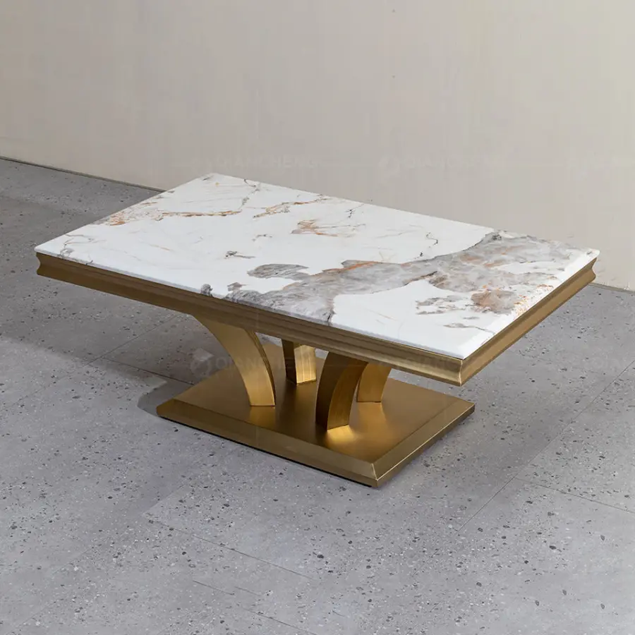 Newest Product 2027 Coffee Table Designer Large Modern Living Room Luxury Rectangle Cream Marble Tables Center Home — image 4