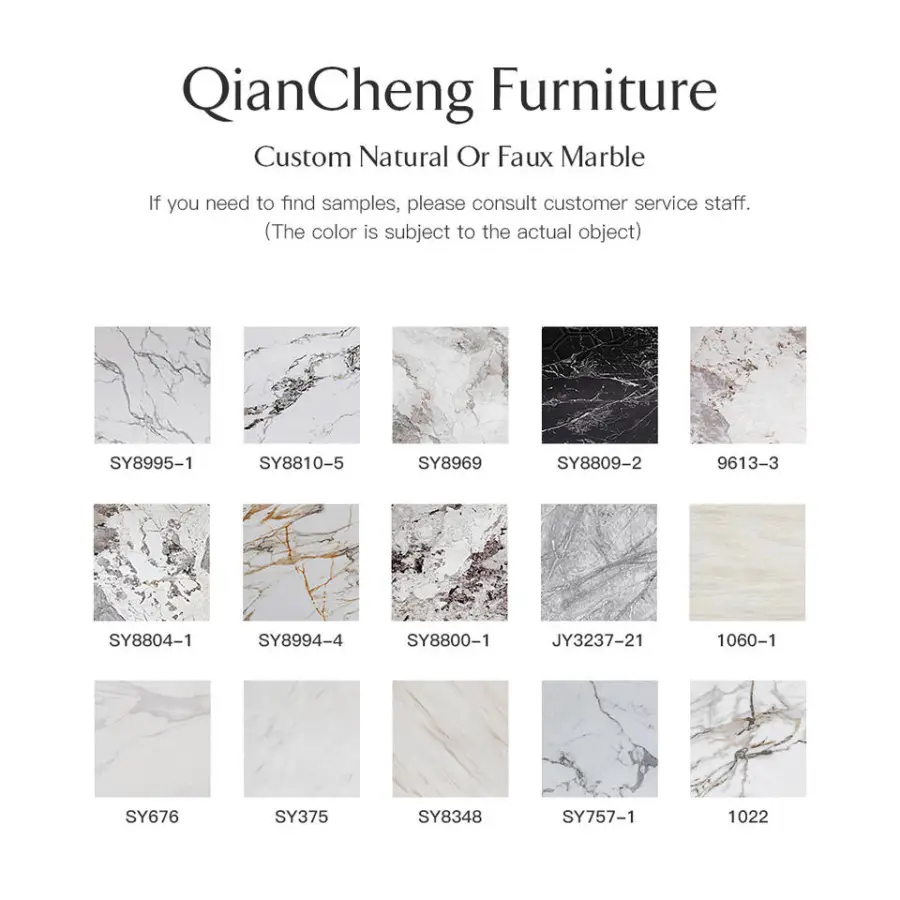 QIANCHENG Luxury Home Commercial Foshan Furniture Supplier White Artifical Marble Mdf Wood Storage Coffee Table Set — image 6