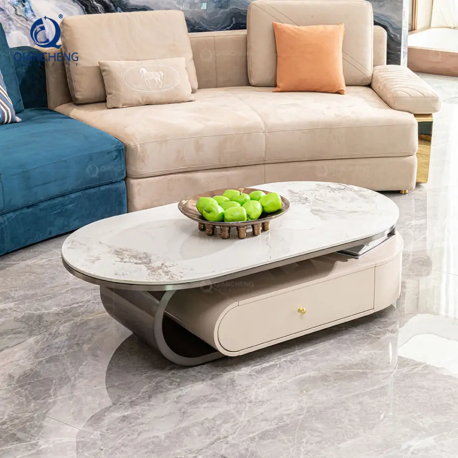 QIANCHENG Brand Designers Stainless Steel Wooden Nesting Coffee Tables Combination Set for the Living Room Home — image 4